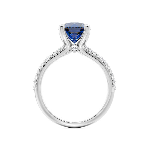 Sapphire Pav&eacute; Solitaire Engagement Ring